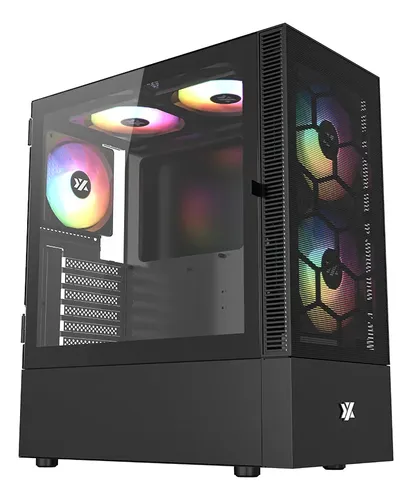 Chasis Xyz Airone 200 Mesh Negra 5.fan Argb