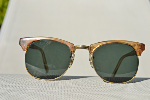 Anteojos De Sol Vintage Combinados Marco Marrón Negro Marrón Dorado