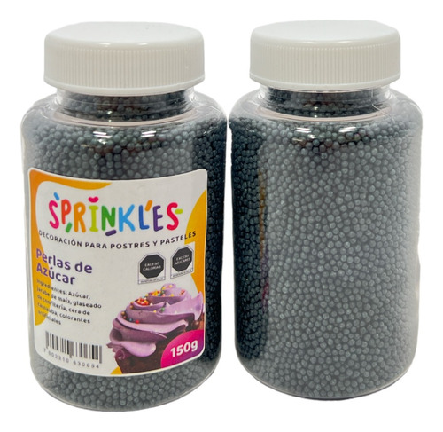 2pz Grajeas Negro Sprinkles Perlas Granillo Decorar Pastel