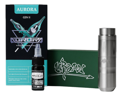 Kit Tatuaje Profesional Urban Completo Cartucho Aurora Tinta Plata