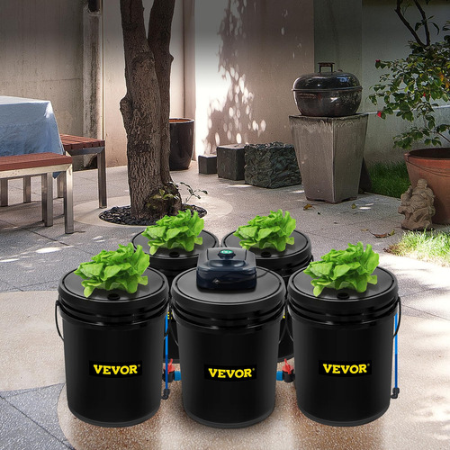 Sistema Hidropónico Dwc Vevor 5 Cubos De 19 L Con Bomba Y Pi