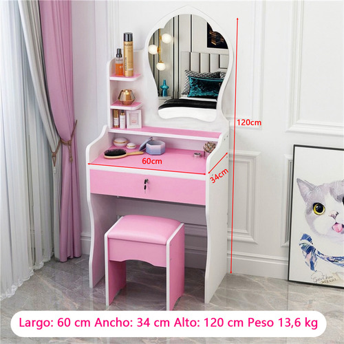 Multifuncional Tocador Vanity Con Espejo Y Cajón Recamara