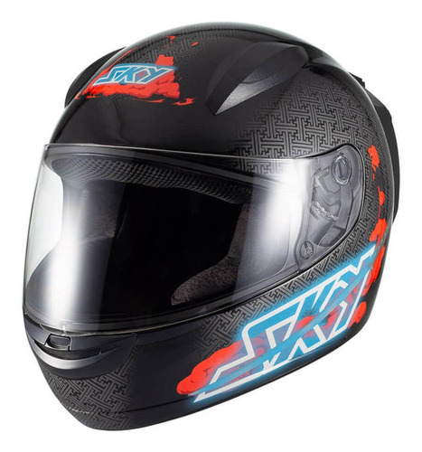 Capacete Sky Two Samurai Preto Fosco Transf Vermelho Desenho Solid Tamanho do capacete 58