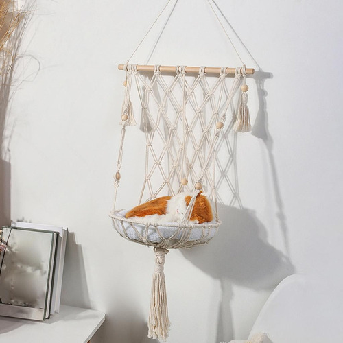 1 Gato Hamaca Macramé Accesorios For Mascotas Cuna Tejida A