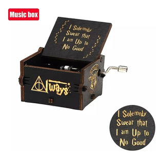 Nuevo Harry Potter Negro Hamkaw Caja de Música Clasica de Mano Pura Caja de Música Manual de Madera para Familia Artesanía de Madera Creativa Mejores Regalos Amigos y Colegas 