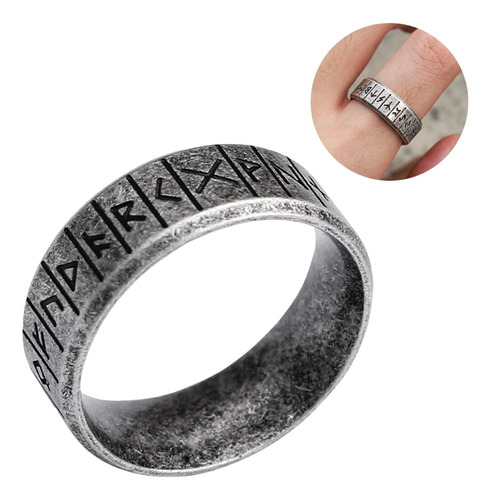 Anillo Clásico Vikingo Color Plata Acero Inoxidable Hombre