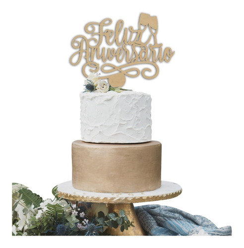 Imagen 1 de 10 de Letrero Para Pastel Feliz Aniversario Topper Cake Art935