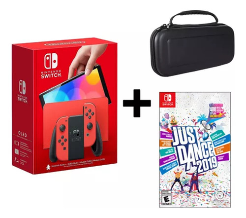 Nintendo Switch Oled Mario Red + Just Dance 2019 + Funda Rojo