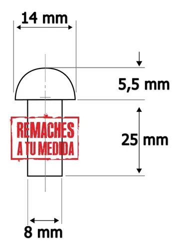 Remache Hierro Macizo 8 X 25 Golpe Macizo X 350 Unid