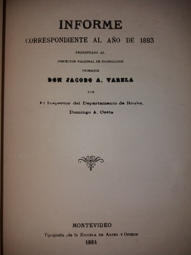 Informe 1883 Primaria Departamento Rocha Por Domingo Costa