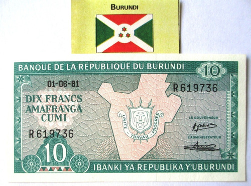 C8942 - Burundi - Cédula De 10 Francos De 1981 Em Perfeito E