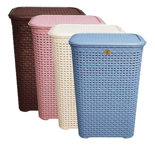 Pack 2 Cesto Canasta Organizador Ropa Sucia Tapa Utilísimo Color Azul