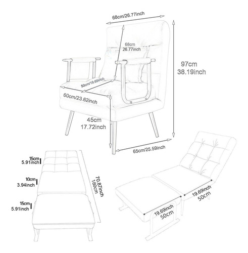 Sofá Cama Plegable Convertible, Sofá Cama, Sofá Cama Con