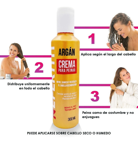 Crema Para Peinar Hidratante Aceite De Argan Nefertiti 300ml
