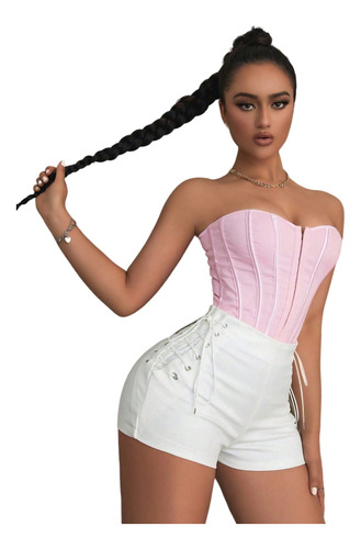 Top Corset Overbust Moldeador Elegante Strapless De Gancho R