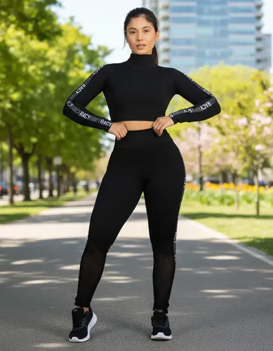 Conjunto Moda Fitness Feminino Calça E Top Manga Longa