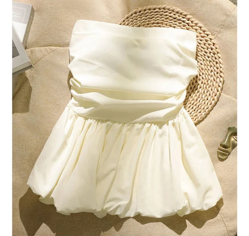 Top Francés Sin Tirantes Negro Para Mujer, Ajustado Y Elegan