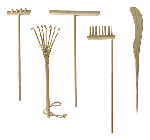 Rastrillo De Arena De Bambú Zen Garden Kit, 5 Unidades