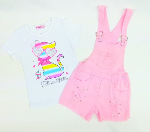 Conjunto Overol De Short Blusa Tuna #4 A 12 Años 283 Y