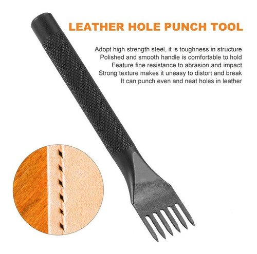 agujero de perforaci/ón de puntas de acero duradero para coser cuero para manualidades de cuero Herramienta de artesan/ía de cuero suave y c/ómoda