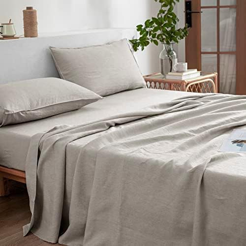 Everly Linen Juego De Sábanas Queen, Sábanas De Lino Francés