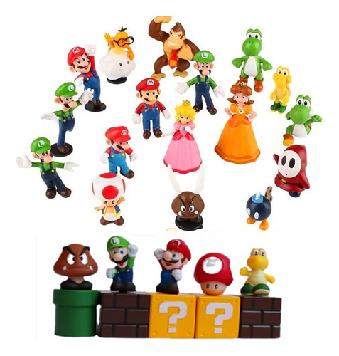 Juego De 22 Figuras De Acción Super Mario Kit De Juguetes .