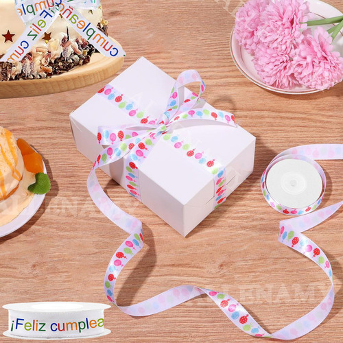 Listón Satinado De Cinta Para Feliz Cumpleaños+500 Pegatinas Color Color Feliz Cumpleaños