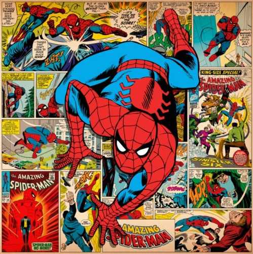 Cuadros De Superheroes Comics Retro Marvel En Lienzo Canvas Color Multicolor Armazón Bastidor