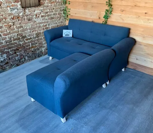 Sillón Ivar Premium Evan 3p Chenille Natural 6 Cuerpos Azul Marino Chenille