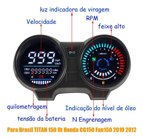 Cg150 Motocicleta Lcd Tacómetro Electrónico Código Meter