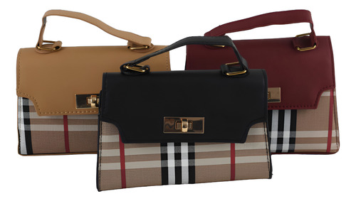 Cartera Minibag Importada Cuadriculada Car065 Milokita Beige
