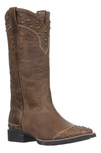 Bota Feminina Marrom Bico Quadrado Cow Way 33788