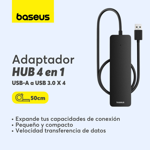 Hub Adaptador Usb-a 4 En 1 Baseus Usb 3.0 Cable 50 Cm
