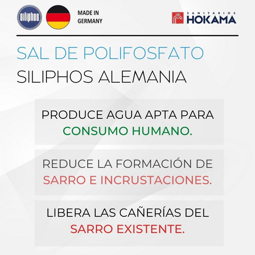 Imagen 2 de 10 de Sal Polifosfato Anti Sarro Siliphos Filtro Alemania 1kg Casa