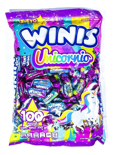 Winis Unicornio Caramelo Suave Algodon De Azucar 100 Piezas