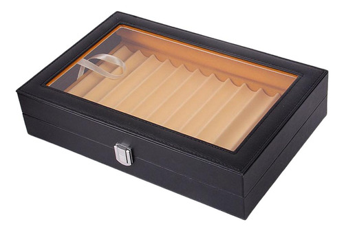 12 Pen Pu Leather Display Case Holder Gran Capacidad Negro