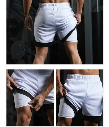 Imagen 5 de 6 de Gimnasio Short Con Licra Deportiva 2 En 1 Hombre Correr