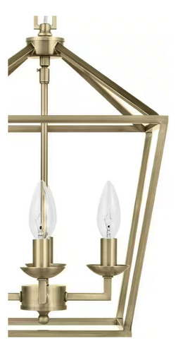 Lampara De Techo Colgante Rustico De Laton 4 Luces 12'' Estructura Dorado