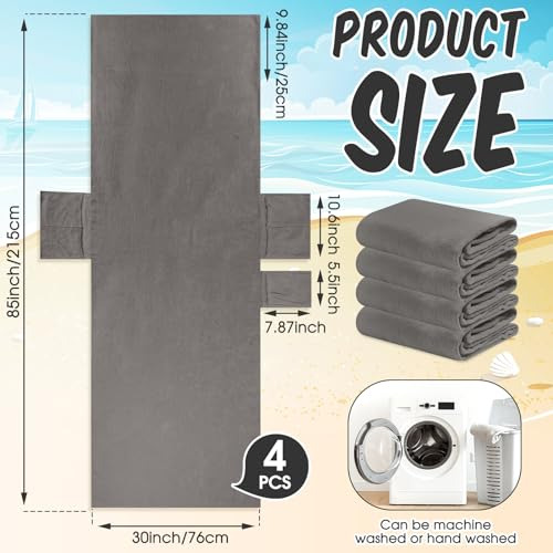 Fundas De Algodón Para Silla De Playa Con Bolsillos, Gris Os