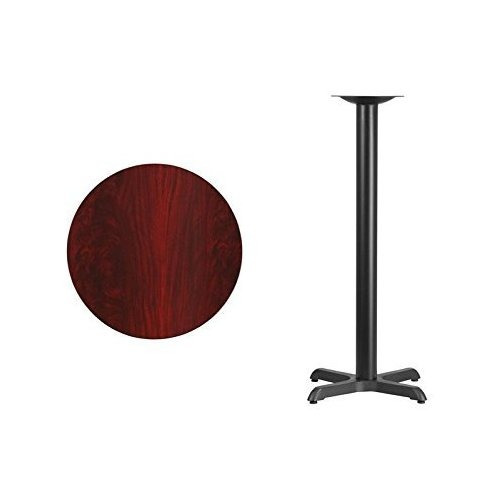 24 Ronda Laminado Table Parte Superior Base Caoba mesa