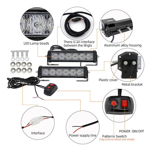 Barra De Luces Led Estroboscópicas Emergencia 2 Unidades Roj