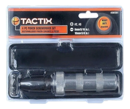 Destornillador Impacto Tactix 4 Puntas Philips Plano Maletin