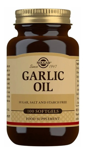 Vitamina Solgar Garlic Oil 100 Caps Sabor Sem sabor