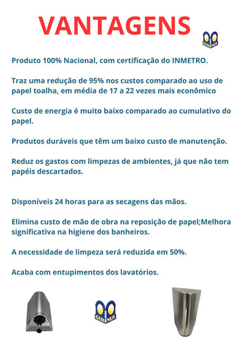 Secador De Mão Automático Profi C/ Sens Aço Inox 220v 1800w