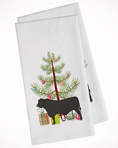 Black Angus Cow Christmas White Kitchen Towel Set Of 2