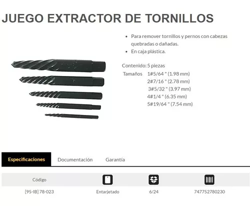Juego Extractor de Tornillos STANLEY 78-023