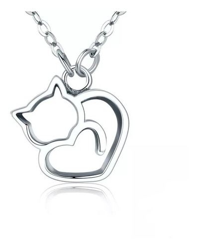 Collar Gato Gatito Plata 925 Joyas Mujer Plata