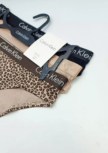 Paquete 3 Panties Calvin Klein Mujer Elástico Ancho Satinado