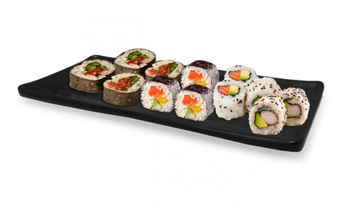 Imagem 3 de 6 de Tigela Prato Retangular Para Sushi Melamina Preto 5 Unidades