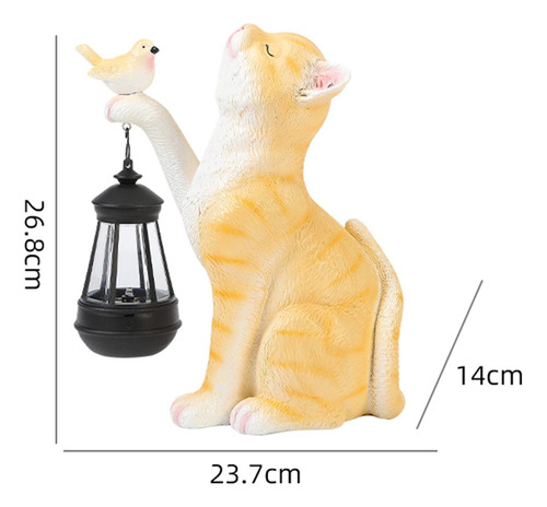 Estatua De Gato Con Luz Solar Para Jardín Al Aire Libre,